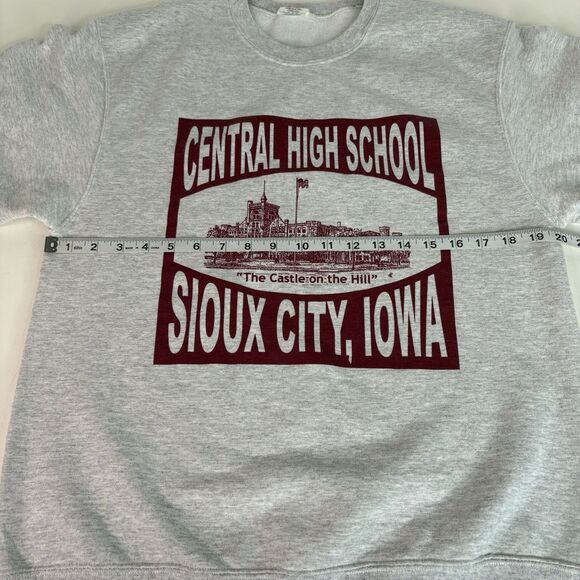Vintage Central High School Sioux City IA Graphic Sweatshirt Medium Jerzees Grey - Picture 4 of 6